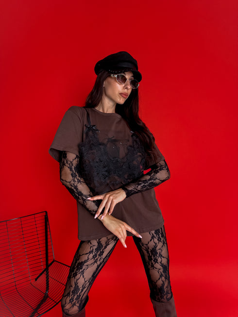 T-krekls "LACE TOP H19" - choco